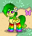 Size: 110x124 | Tagged: safe, imported from derpibooru, oc, oc only, butterfly, pony, pony town, clothes, rainbow socks, socks, solo, striped socks