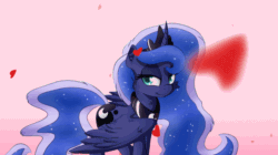 Size: 810x455 | Tagged: safe, artist:sentireaeris, artist:szafir87, imported from derpibooru, princess luna, alicorn, pony, animated, bedroom eyes, cinemagraph, female, gif, heart, heart eyes, mare, smiling, solo, valentine's day, wingding eyes