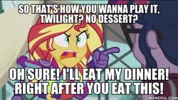 Size: 600x337 | Tagged: safe, edit, edited screencap, imported from derpibooru, screencap, sci-twi, sunset shimmer, twilight sparkle, equestria girls, friendship games, anger (inside out), angry, exploitable meme, image macro, inside out, meme, memeful.com, pixar, sunset yells at twilight