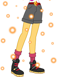 Size: 3500x4648 | Tagged: dead source, safe, artist:crimsumic, artist:teentitansfan201, edit, imported from derpibooru, vector edit, sunset shimmer, equestria girls, legend of everfree, absurd resolution, boots, clothes, cropped, embrace the magic, female, leg focus, legs, pictures of legs, shorts, simple background, socks, solo, transparent background, vector