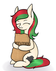 Size: 638x812 | Tagged: safe, artist:verabrony, imported from derpibooru, oc, oc only, pony, belarus, eyes closed, food, nation ponies, ponified, potato, simple background, solo, transparent background