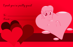 Size: 3156x2028 | Tagged: safe, artist:badumsquish, derpibooru exclusive, imported from derpibooru, oc, oc only, oc:quiddity, goo pony, original species, female, heart, looking at you, melting, shapeshifting, smiling, solo, valentine, valentine's day, valentine's day card