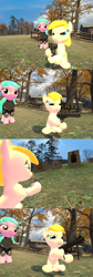 Size: 1400x4184 | Tagged: safe, artist:soad24k, imported from derpibooru, oc, oc only, oc:chipper leaf, oc:flash bang, pony, 3d, absurd resolution, cyoa, cyoa:filly adventure, female, filly, gmod, gun, mare, weapon