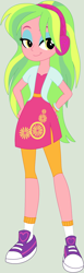 Size: 824x2660 | Tagged: safe, artist:ra1nb0wk1tty, imported from derpibooru, lemon zest, equestria girls, alternate clothes, alternate costumes, clothes, compression shorts, converse, female, headphones, jacket, shoes, shorts, side slit, skirt, sneakers, socks, solo