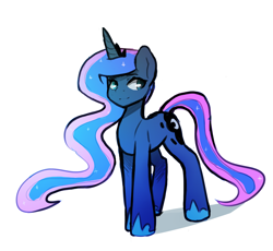 Size: 1280x1179 | Tagged: safe, artist:darkflame75, imported from derpibooru, princess luna, pony, lunadoodle, female, missing accessory, simple background, solo, white background