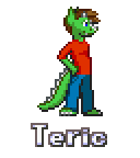 Size: 128x144 | Tagged: safe, artist:kelvin shadewing, imported from derpibooru, oc, oc only, oc:teric, oc:teric dragon, anthro, dragon, anthro oc, clothes, jeans, male, pants, pixel art, shirt, solo, sprite, standing