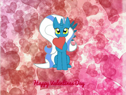 Size: 1600x1205 | Tagged: safe, artist:mysticalmusic089, artist:riofluttershy, imported from derpibooru, oc, oc only, oc:fleurbelle, alicorn, pony, adorabelle, alicorn oc, cute, heart, hearts and hooves day, holding a heart, love, solo, sweet, valentine's day