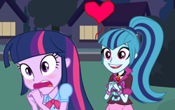 Size: 840x532 | Tagged: safe, artist:ambassad0r, artist:andrestoons, artist:invisibleink, artist:ktd1993, imported from derpibooru, sonata dusk, twilight sparkle, equestria girls, blushing, female, heart, lesbian, shipping, twinata