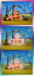 Size: 1304x2909 | Tagged: safe, artist:malte279, imported from derpibooru, princess cadance, shining armor, alicorn, pony, unicorn, crystal empire, female, love, magic, male, origami, shiningcadance, shipping, straight