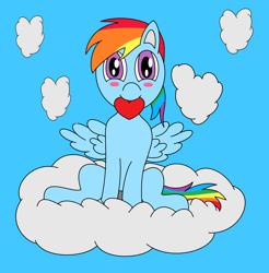 Size: 2012x2048 | Tagged: safe, artist:amateur-draw, imported from derpibooru, rainbow dash, pony, 1000 hours in ms paint, cloud, female, heart, ms paint, solo, valentine's day