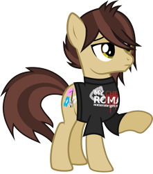 Size: 877x993 | Tagged: safe, artist:lightningbolt, derpibooru exclusive, imported from derpibooru, earth pony, pony, .svg available, clothes, male, my chemical romance, panic! at the disco, ponified, raised hoof, ryan ross, shirt, show accurate, simple background, solo, stallion, svg, t-shirt, transparent background, vector