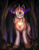 Size: 808x1038 | Tagged: safe, artist:not-ordinary-pony, imported from derpibooru, twilight sparkle, pony, corrupted twilight sparkle, dark magic, female, forest, grin, lantern, looking at you, magic, mouth hold, night, red eyes, smiling, solo, sombra eyes