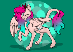 Size: 2100x1500 | Tagged: safe, artist:biskhuit, imported from derpibooru, oc, oc only, pegasus, pony, female, mare, one eye closed, raised hoof, solo, wink