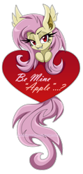 Size: 609x1283 | Tagged: safe, artist:extra-fenix, imported from derpibooru, fluttershy, bat pony, pony, female, flutterbat, grin, heart, race swap, simple background, smiling, solo, transparent background, valentine's day card