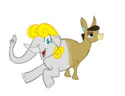 Size: 807x619 | Tagged: safe, artist:atlur, artist:theunknowenone1, deleted from derpibooru, edit, imported from derpibooru, matilda, donkey, elephant, american, art theft, catdog, conjoined, multiple heads, simple background, two heads, wat, what has science done, white background