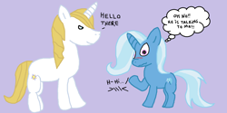 Size: 1508x756 | Tagged: safe, artist:dead-derpyson-hooves, imported from derpibooru, prince blueblood, trixie, pony, unicorn, bluetrix, blushing, dialogue, female, male, mare, shipping, straight