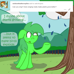Size: 3000x3000 | Tagged: safe, artist:bigmackintosh, imported from derpibooru, oc, oc only, oc:chic pea, pony, implied death, movie reference, shrek, solo, tree, tumblr