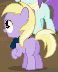 Size: 382x470 | Tagged: safe, imported from derpibooru, screencap, dinky hooves, liza doolots, petunia, tootsie flute, pony, a hearth's warming tail, butt, clothes, female, mare, plot, scarf