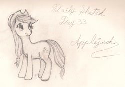 Size: 1688x1177 | Tagged: safe, artist:silversthreads, imported from derpibooru, applejack, earth pony, pony, daily sketch, female, mare, sketch, solo, traditional art