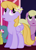 Size: 432x600 | Tagged: safe, imported from derpibooru, screencap, drizzle, lemon hearts, spring forward, earth pony, pegasus, pony, unicorn, friendship is magic, the ticket master, animation error, background pony, clothes, female, flower, flower in hair, mare, offscreen character, pegasus royal guard, romana, royal guard, saddle, skirt, tack