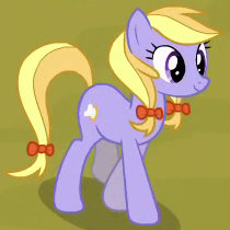 Size: 210x210 | Tagged: safe, imported from derpibooru, screencap, earth pony, pony, trade ya, background pony, bow, cloudfritter, cropped, female, g4, hair bow, mare, outdoors, smiling, solo, tail, unnamed pony