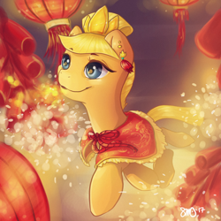 Size: 3000x3000 | Tagged: safe, artist:bean-sprouts, imported from derpibooru, pony, torchic, chinese new year, crossover, pokémon, ponified, solo