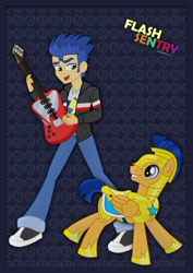 Size: 751x1063 | Tagged: safe, artist:jucamovi1992, imported from derpibooru, flash sentry, pegasus, pony, equestria girls, guitar, royal guard, self ponidox