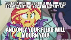 Size: 600x337 | Tagged: safe, edit, edited screencap, imported from derpibooru, screencap, sci-twi, sunset shimmer, twilight sparkle, equestria girls, friendship games, aladdin, angry, exploitable meme, image macro, meme, memeful.com, sunset yells at twilight