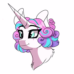 Size: 3000x3000 | Tagged: safe, artist:scarletskitty12, imported from derpibooru, princess flurry heart, pony, alternate hairstyle, female, freckles, older, simple background, smiling, solo, white background