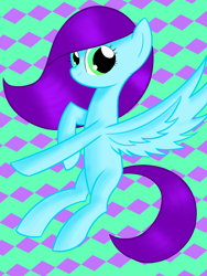 Size: 3000x4000 | Tagged: safe, artist:songbirdserenade, deleted from derpibooru, edit, imported from derpibooru, oc, oc only, oc:sequin star, pegasus, pony, abstract background, female, mare, solo, spread wings