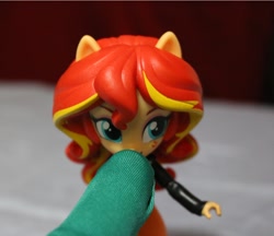 Size: 2108x1822 | Tagged: safe, imported from derpibooru, sunset shimmer, oc, oc:anon, human, equestria girls, boop, cute, doll, equestria girls minis, eqventures of the minis, irl, irl human, photo, shimmerbetes, toy