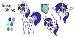 Size: 1005x499 | Tagged: safe, artist:raeligath, imported from derpibooru, oc, oc only, oc:rune shine, pony, unicorn, female, mare, reference sheet, solo