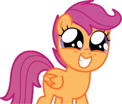 Size: 1899x1623 | Tagged: safe, artist:cyanlightning, imported from derpibooru, scootaloo, pegasus, pony, season 4, twilight time, animated, cute, cutealoo, eye shimmer, female, gif, loop, simple background, solo, squee, transparent background, vector