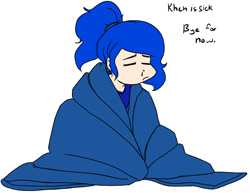 Size: 673x520 | Tagged: safe, artist:kprovido, imported from derpibooru, princess luna, human, gamer luna, blanket, female, humanized, sick, simple background, solo, white background