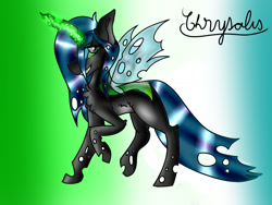 Size: 1024x768 | Tagged: safe, artist:flutterstar01, artist:liddieneko, imported from derpibooru, queen chrysalis, changeling, changeling queen, female, magic, raised hoof, solo