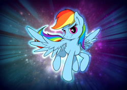Size: 3508x2480 | Tagged: safe, artist:conniethecasanova, artist:flamevulture17, color edit, edit, imported from derpibooru, rainbow dash, pegasus, pony, colored, female, high res, raised hoof, solo, spread wings, wallpaper, wallpaper edit