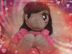 Size: 900x675 | Tagged: safe, artist:bigsexyplush, artist:somethingaboutoctavia, imported from derpibooru, octavia melody, anthro, /mlp/, 4chan, anthro plushie, bedroom eyes, clothes, cute, doll, dress, female, heart, hearts and hooves day, hooves, irl, jewelry, love, necklace, photo, plushie, present, solo, toy, valentine, valentine's day, waifu