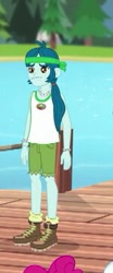 Size: 151x363 | Tagged: safe, imported from derpibooru, screencap, captain planet, pinkie pie, equestria girls, legend of everfree, background human, boots, clothes, pier, shorts, socks