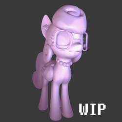 Size: 1080x1080 | Tagged: safe, artist:fillerartist, imported from derpibooru, posey shy, pony, 3d, blender, female, no textures, redo, render, solo, wip