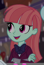 Size: 217x321 | Tagged: safe, imported from derpibooru, screencap, melon mint, equestria girls, friendship games, background human, clothes, cropped, crystal prep academy uniform, female, happy, school uniform, solo