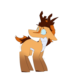 Size: 900x900 | Tagged: safe, artist:input-command, deleted from derpibooru, imported from derpibooru, oc, oc only, oc:madrigal, kirin, antlers, shaking, solo, species swap