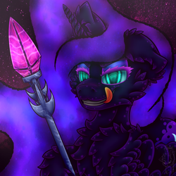 Size: 3000x3000 | Tagged: safe, artist:infanio, imported from derpibooru, nightmare moon, alicorn, pony, female, fluffy, hoof hold, scepter, solo, speedpaint, tongue out