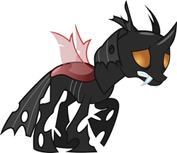 Size: 1152x995 | Tagged: safe, artist:lightningbolt, derpibooru exclusive, imported from derpibooru, changeling, .svg available, a fever you can't sweat out, bags under eyes, brent wilson, changelingified, fangs, frown, male, nervous, panic! at the disco, ponified, raised hoof, red changeling, sad, show accurate, simple background, solo, species swap, stallion, svg, transparent background, vector