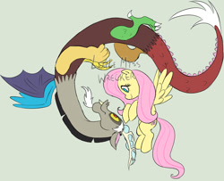 Size: 1280x1039 | Tagged: safe, artist:littlemisswrecker, imported from derpibooru, discord, fluttershy, discoshy, female, male, shipping, straight, watermark