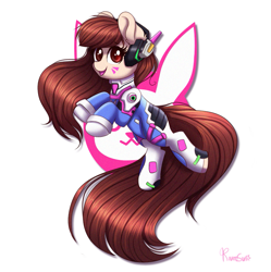 Size: 897x900 | Tagged: safe, artist:confetticakez, imported from derpibooru, pony, crossover, d.va, happy, looking at you, overwatch, ponified, simple background, solo, whisker markings, white background