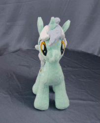 Size: 633x779 | Tagged: safe, artist:adamar44, imported from derpibooru, lyra heartstrings, pony, unicorn, animated, gif, irl, perfect loop, photo, plushie, rotating, solo, stop motion