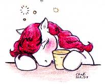 Size: 206x165 | Tagged: safe, artist:chelidoni, imported from derpibooru, cherry treats, pony, female, g1, solo, traditional art