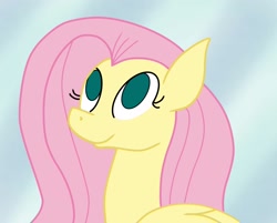 Size: 1836x1479 | Tagged: safe, artist:ilovekimpossiblealot, artist:minty25, imported from derpibooru, fluttershy, pony, bust, colored, female, looking up, no catchlights, no pupils, portrait, smiling, solo