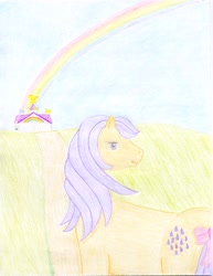 Size: 3729x4820 | Tagged: safe, artist:flicksi, imported from derpibooru, lemon drop, pony, absurd resolution, contest, contest entry, female, g1, rainbow, solo, traditional art