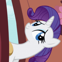 Size: 508x508 | Tagged: safe, imported from derpibooru, screencap, rarity, pony, unicorn, secret of my excess, animated, animation error, blinking, cropped, female, gif, loop, open mouth, solo